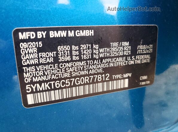 5YMKT6C57G0R77812 2016 BMW X5 Blue Widok wnętrza 360 stopni