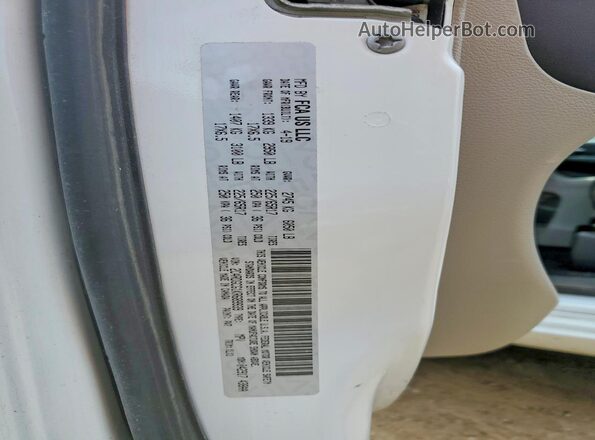 2C4RDGCG1KR689939 2019 DODGE CARAVAN Белый Панорамный вид салона 360°
