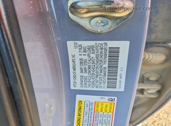 1HGCV1F39MA007505 2021 HONDA ACCORD Gray Вид наклейки з VIN-кодом