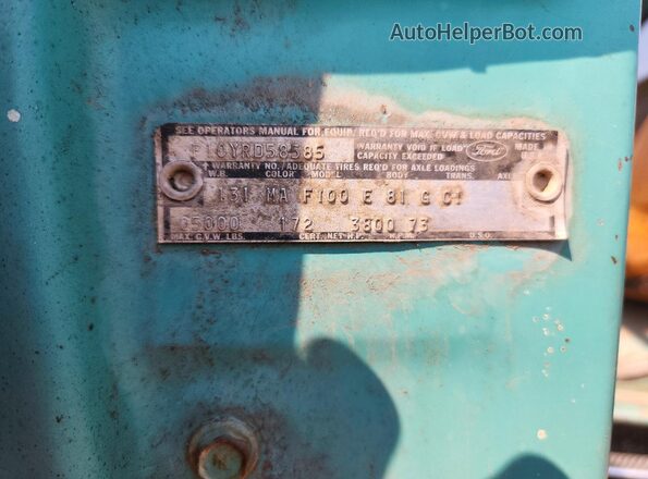 F10YRD58585 1968 FORD F150 Turquoise ძრავის განყოფილების ხედი