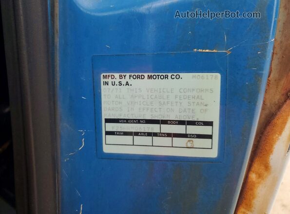 F25HRM06178 1971 FORD F250 Blue Vista del compartimento del motor