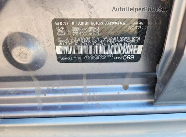 JA32U2FU0GU004859 2016 MITSUBISHI LANCER Silver Вид підкапотного простору