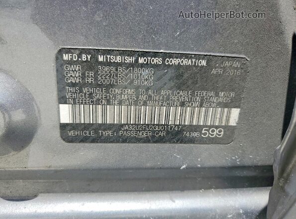 JA32U2FU2GU011747 2016 MITSUBISHI LANCER Gray Widok komory silnika