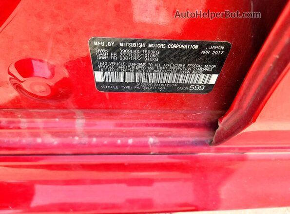 JA32U2FU6HU012207 2017 MITSUBISHI LANCER Red Շարժիչի բաժամունքի տեսք