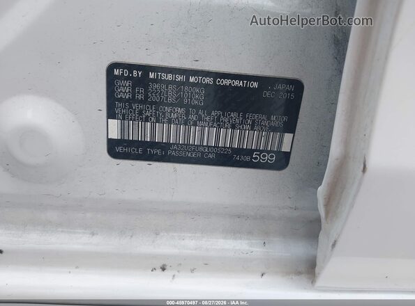JA32U2FU8GU005225 2016 MITSUBISHI LANCER White Vista del compartimento del motor