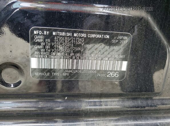 JA4AD2A36JZ009905 2018 MITSUBISHI OUTLANDER Black სალონის 360-გრადუსიანი ხედი