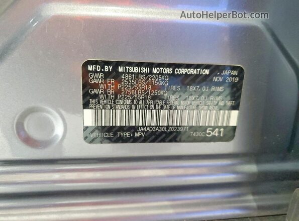 JA4AD3A30LZ023971 2020 MITSUBISHI OUTLANDER Gray სალონის 360-გრადუსიანი ხედი