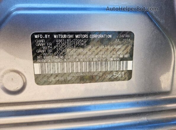 JA4AD3A32KZ008628 2019 MITSUBISHI OUTLANDER Gray Շարժիչի բաժամունքի տեսք