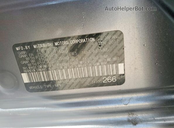 JA4AD3A39JJ001009 2018 MITSUBISHI OUTLANDER Gray VIN კოდის სტიკერის ხედი