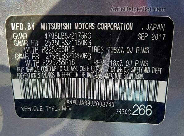 JA4AD3A39JZ008740 2018 MITSUBISHI OUTLANDER Silver Engine compartment view