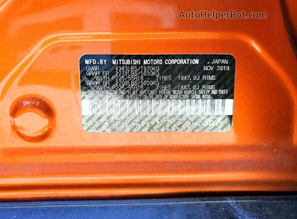 JA4AP3AU1LU017013 2020 MITSUBISHI OUTLANDER Orange Widok komory silnika