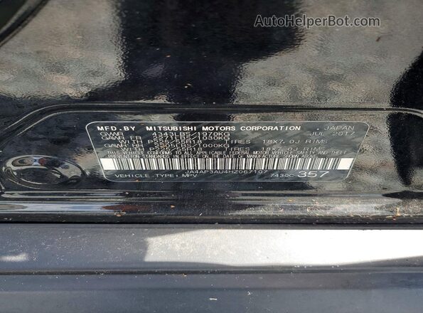 JA4AP3AU4HZ067107 2017 MITSUBISHI OUTLANDER Black Widok komory silnika