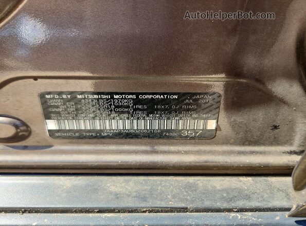 JA4AP3AU8GZ062166 2016 MITSUBISHI OUTLANDER Brown VIN კოდის სტიკერის ხედი