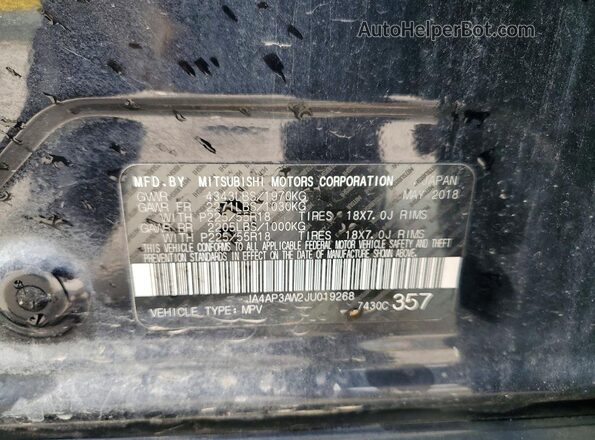 JA4AP3AW2JU019268 2018 MITSUBISHI OUTLANDER Черный Вид наклейки с VIN-кодом