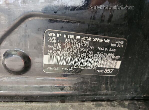 JA4AR3AW0JU014046 2018 MITSUBISHI OUTLANDER Черный Вид наклейки с VIN-кодом