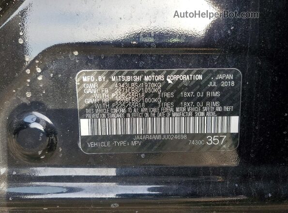JA4AR4AW8JU024698 2018 MITSUBISHI OUTLANDER Black Вид підкапотного простору