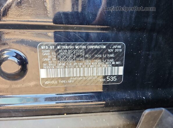 JA4AS3AA3LZ022575 2020 MITSUBISHI ECLIPSE Black Vista de la etiqueta del VIN