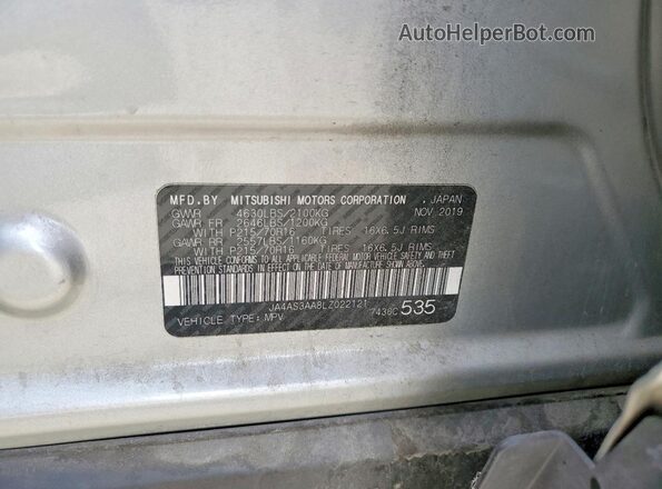 JA4AS3AA8LZ022121 2020 MITSUBISHI ECLIPSE Silver Вид наклейки з VIN-кодом
