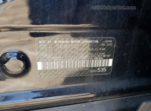 JA4AS3AA8LZ033507 2020 MITSUBISHI ECLIPSE Black VIN կոդի պիտակի տեսք