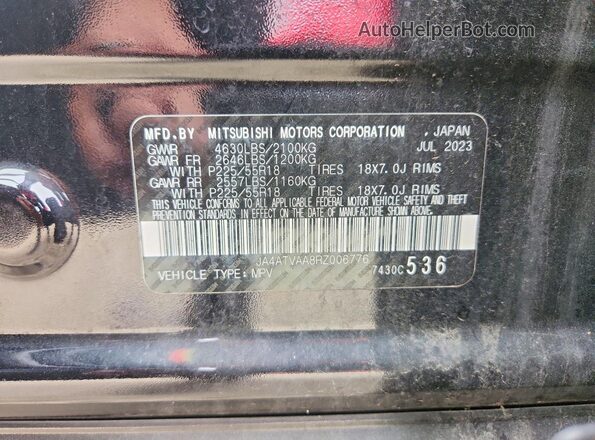 JA4ATVAA8RZ006776 2024 MITSUBISHI ECLIPSE Black VIN sticker view