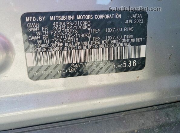 JA4ATVAA9RZ002607 2024 MITSUBISHI ECLIPSE Silver Widok wnętrza 360 stopni