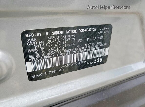 JA4ATVAA9RZ067666 2024 MITSUBISHI ECLIPSE Silver Вид наклейки з VIN-кодом