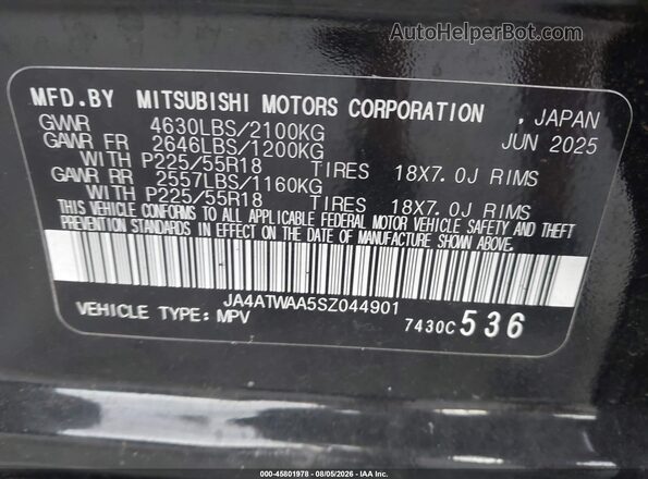 JA4ATWAA5SZ044901 2025 MITSUBISHI ECLIPSE CROSS Black Engine compartment view