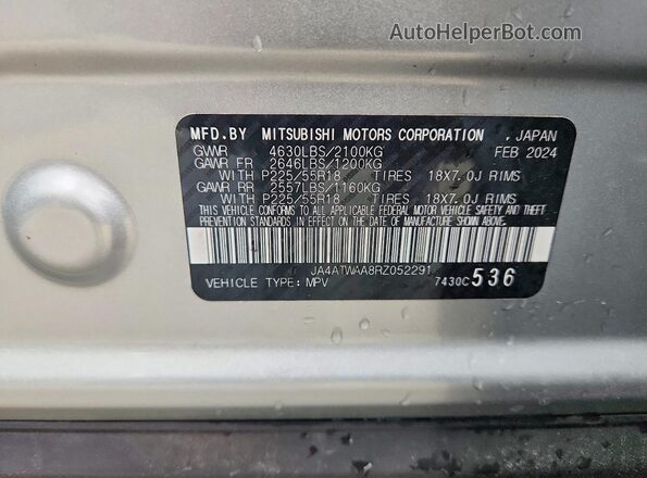 JA4ATWAA8RZ052291 2024 MITSUBISHI ECLIPSE Silver Вид наклейки з VIN-кодом