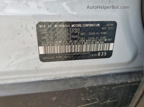 JA4J3UA84PZ024101 2023 MITSUBISHI OUTLANDER White VIN կոդի պիտակի տեսք