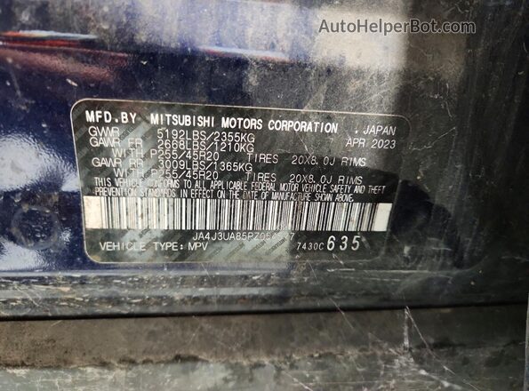 JA4J3UA85PZ054577 2023 MITSUBISHI OUTLANDER Синий Вид наклейки с VIN-кодом
