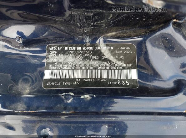JA4J3VA83RZ031467 2024 MITSUBISHI OUTLANDER Blue Շարժիչի բաժամունքի տեսք