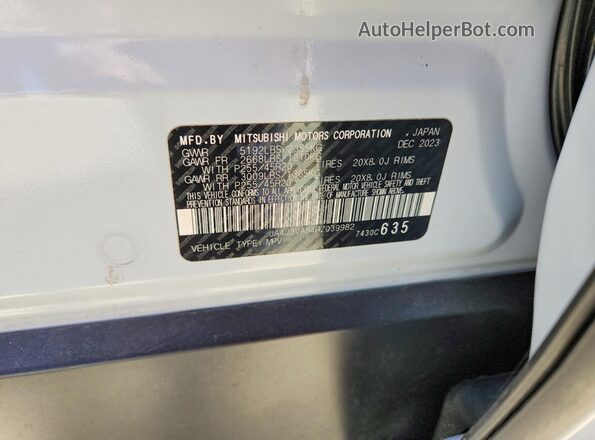 JA4J3VA84RZ039982 2024 MITSUBISHI OUTLANDER Белый Панорамный вид салона 360°