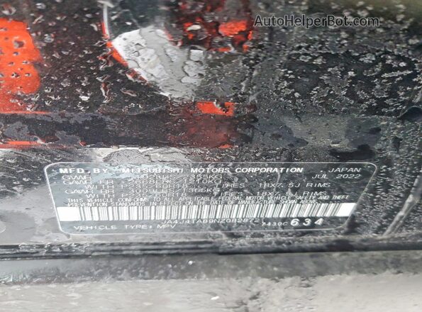 JA4J4TA89NZ082872 2022 MITSUBISHI OUTLANDER Black VIN sticker view