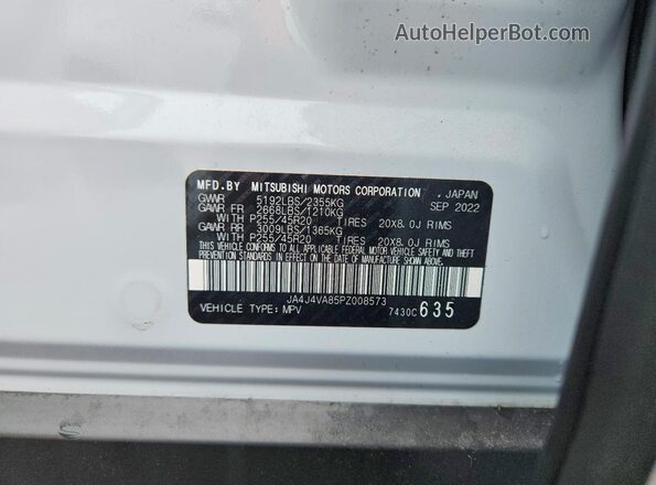 JA4J4VA85PZ008573 2023 MITSUBISHI OUTLANDER White Widok wnętrza 360 stopni