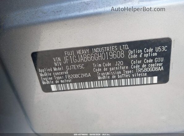 JF1GJAB66GH019608 2016 SUBARU IMPREZA Серебряный Вид подкапотного пространства