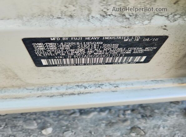 JF1GJAB69GH017013 2016 SUBARU IMPREZA Белый Вид подкапотного пространства