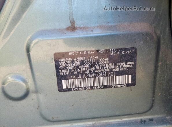 JF1GPAA60GH248401 2016 SUBARU IMPREZA Teal Engine compartment view