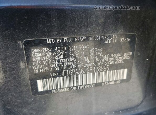 JF1GPAA62G8328895 2016 SUBARU IMPREZA Blue Widok komory silnika