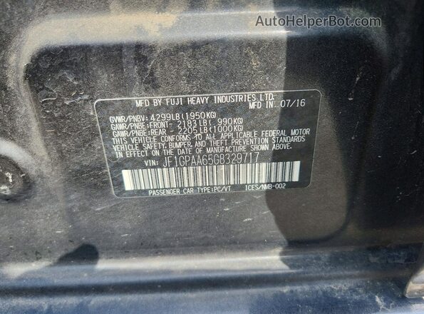 JF1GPAA65G8329717 2016 SUBARU IMPREZA Charcoal Շարժիչի բաժամունքի տեսք