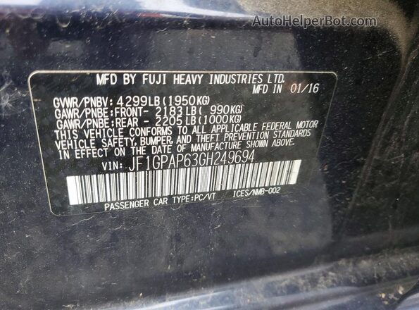 JF1GPAP63GH249694 2016 SUBARU IMPREZA Blue Շարժիչի բաժամունքի տեսք