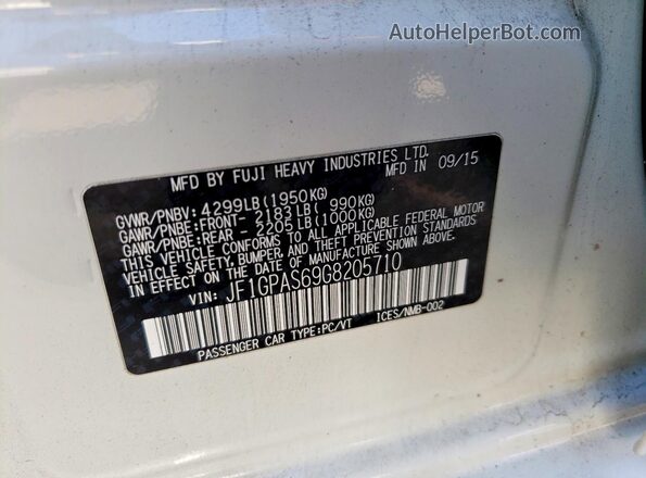 JF1GPAS69G8205710 2016 SUBARU IMPREZA White Вид підкапотного простору