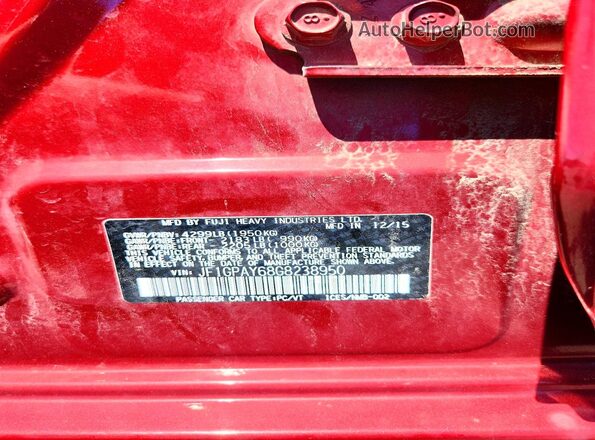 JF1GPAY68G8238950 2016 SUBARU IMPREZA Red ძრავის განყოფილების ხედი