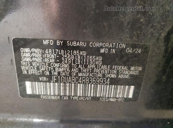 JF1GUABC4R8369934 2024 SUBARU IMPREZA Gray Vista del compartimento del motor