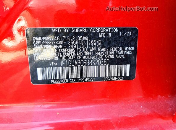 JF1GUABC6R8320380 2024 SUBARU IMPREZA Red Widok komory silnika