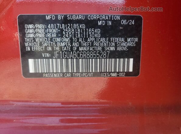 JF1GUABC6R8855287 2024 SUBARU IMPREZA Красный Вид подкапотного пространства