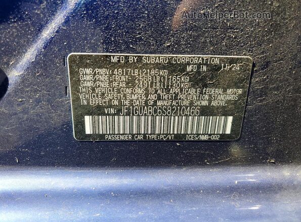 JF1GUABC6S8210466 2025 SUBARU IMPREZA Синий Вид подкапотного пространства
