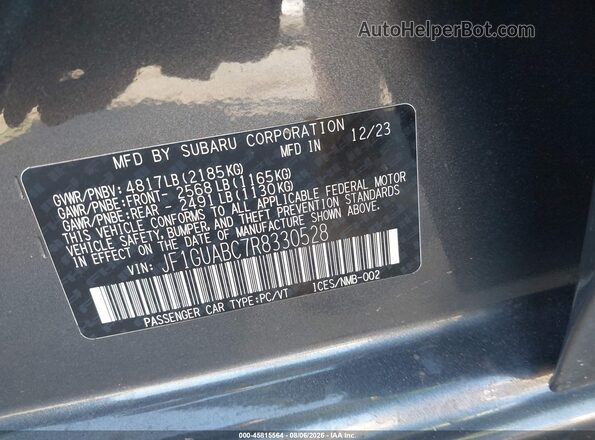 JF1GUABC7R8330528 2024 SUBARU IMPREZA Gray Vista del compartimento del motor