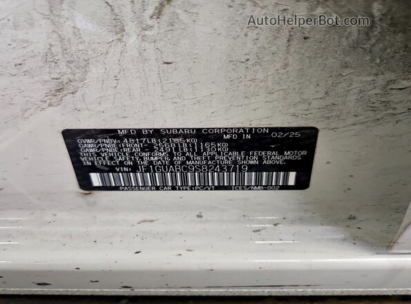 JF1GUABC9S8243719 2025 SUBARU IMPREZA White Engine compartment view