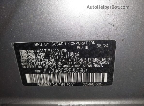 JF1GUABCXR8880967 2024 SUBARU IMPREZA Silver Widok komory silnika