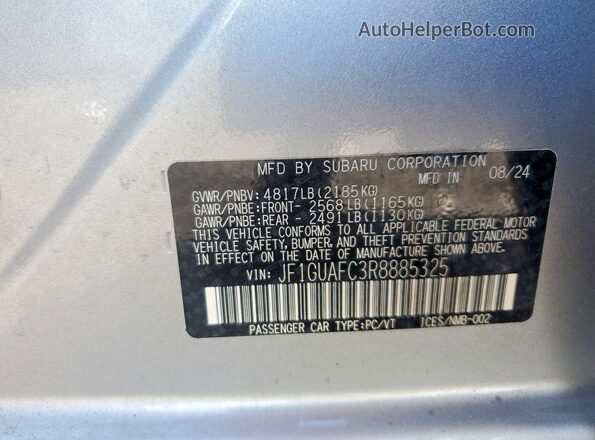 JF1GUAFC3R8885325 2024 SUBARU IMPREZA Silver Vista del compartimento del motor